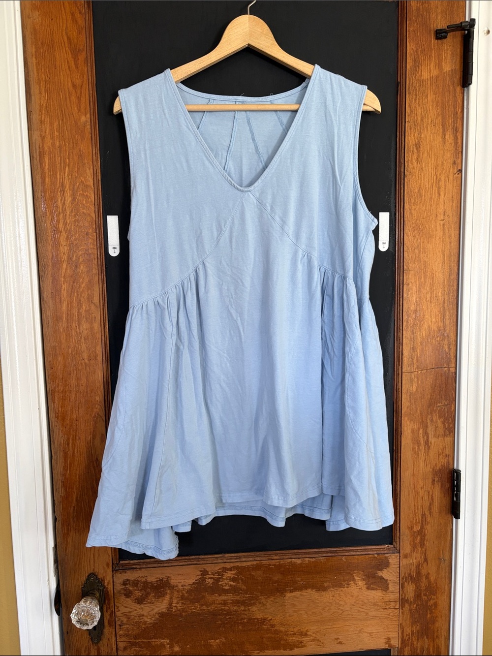 Sleeveless Light Blue V-Neck Swing dress